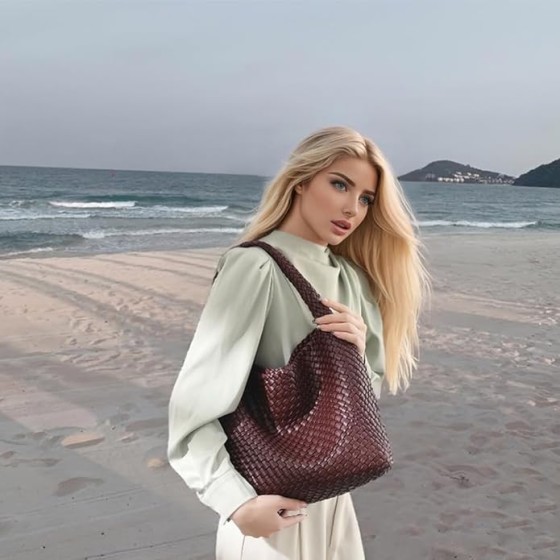 2025 Woven Tote Bag for Women, Extra Large Fashion Shoulder Hobo Bags, Leather Woven Beach Bag, Work Purses for Women